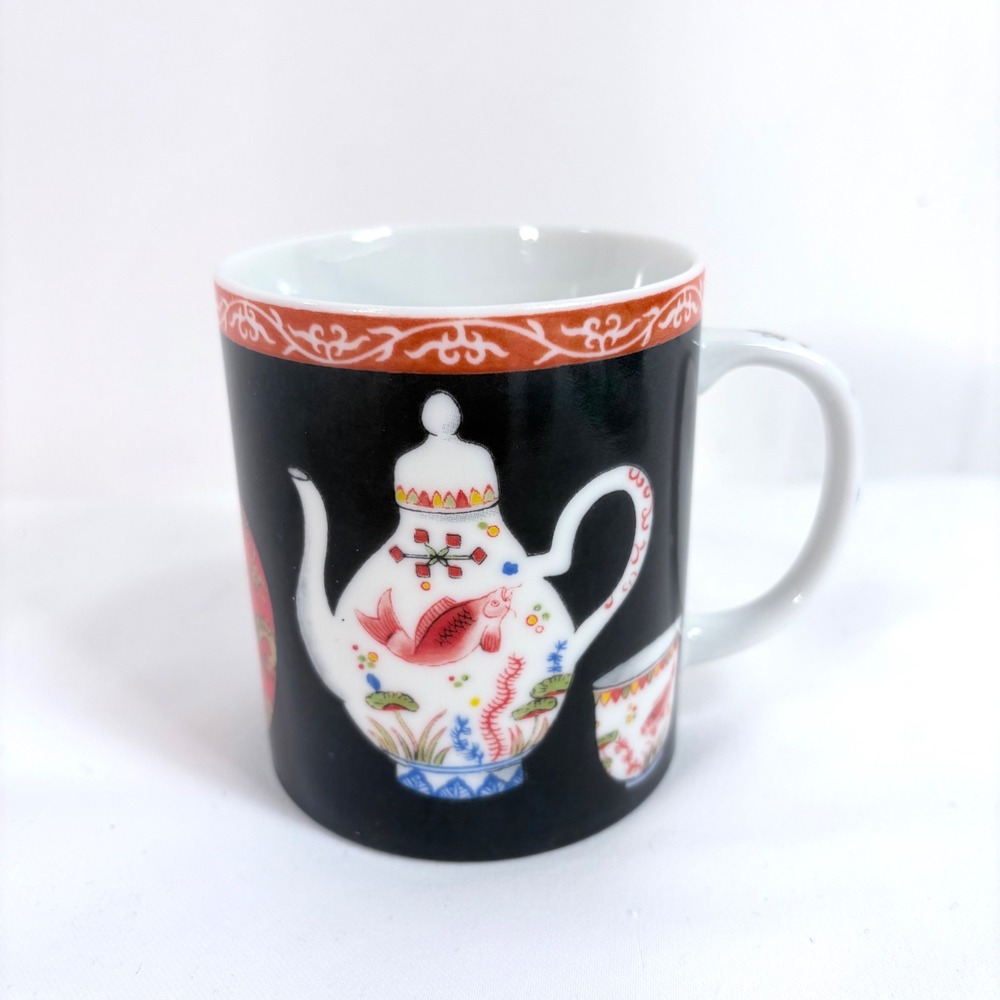 Jewel Japan Mug Black Porcelain Teapot Dragon Ginger Jar Vase Pattern